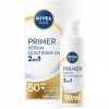 NIVEA SUN Sérum Primer Quotidien UV 2en1 SPF 50+ 1 x 30ml - Sérum Visage hydratant enrichi en Acide Hyaluronique - Base de 