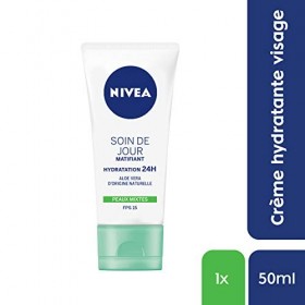 NIVEA Soin de Jour Essentials 24H Hydratation Intense + Matifiant 1 x 50 ml , crème hydratante visage, soin femme & homme en ...