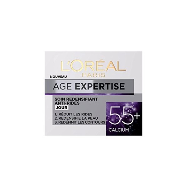 LOréal Paris - Crème de Jour Anti-Âge Fortifiante - Soin de Jour Redensifiant Anti-Rides Triple Action - Enrichi en Calcium ...