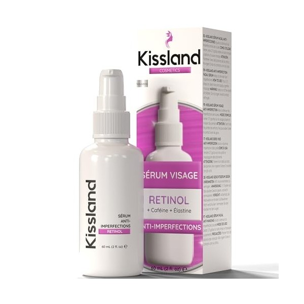 Retinol Serum Visage Anti imperfection à la Caféine et à LÉlastine 60ml - Serum Retinol Anti Tache Visage Réduit les Marques