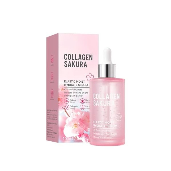 Sérum De Collagène, Sérum Visage Anti-Âge, Sérum Visage Hydratant Anti-Rides, Essence De Sakura, Sérum Pour Le Visage, Éclair