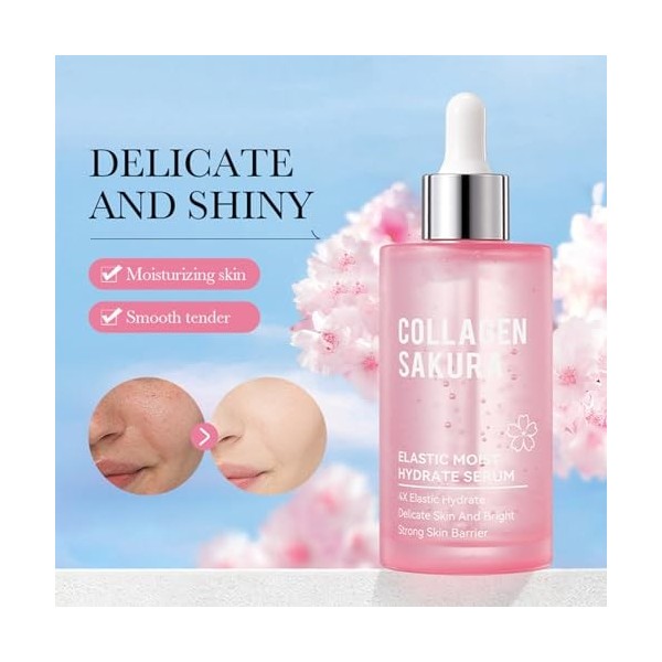 Sérum De Collagène, Sérum Visage Anti-Âge, Sérum Visage Hydratant Anti-Rides, Essence De Sakura, Sérum Pour Le Visage, Éclair