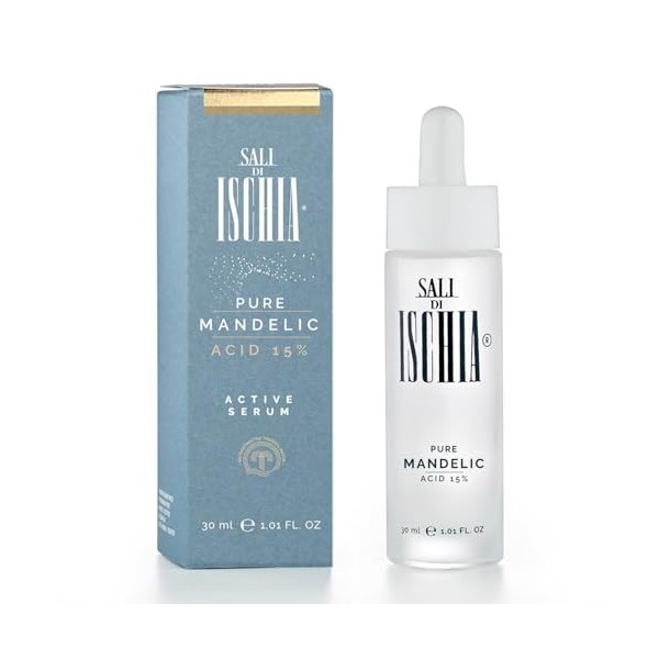 Sali di Ischia - Sérum acide mandélique pur 15 % visage 30 ml avec sels thermiques - exfoliant, améliore les rides, réduit 