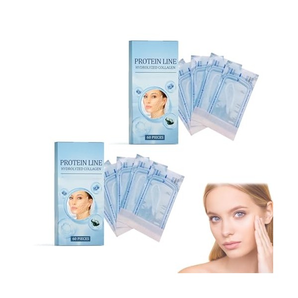 Ligne de Lifting de Protéines, 60 Pieces Fil De Soie De Collagène Absorbants, Fil De Collagene Pour Le Visage, Hydrolyzed Col