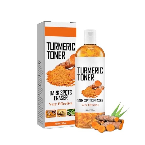 Turmeric Toner au Curcuma, Turmeric Serum Visage Anti Tache, Tonique éclaircissant au Curcuma pour la Peau, Sérum Correcteur 
