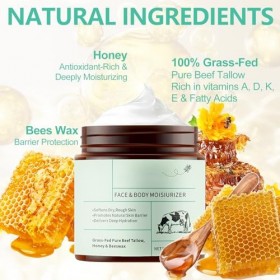 UptVin 2Pcs Beef Tallow Skin Care, Crème Hydratante Naturelle Suif de Bœuf Bio Baume de Suif de Bœuf au Miel pour le Visage e