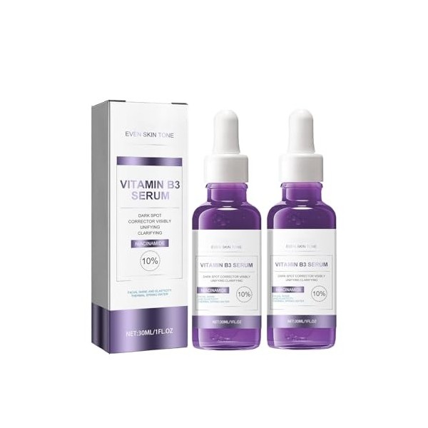 2 Pièces B3 Sérum, Sérum Facial à la Niacinamide, Sérum Raffermissant, Sérum Anti-âge, Sérum Facial, Réduit Efficacement les 