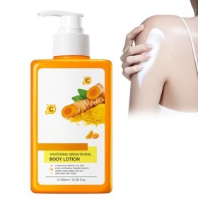 Hppsctink Lait corporel au curcuma, 300ml Lotion corporelle blanchissante au curcuma, Peau lisse, Améliore la sécheresse et l