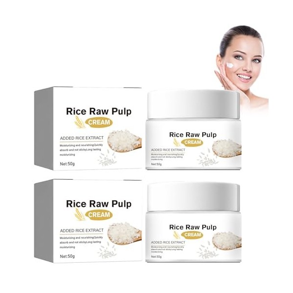 Hppsctink 2pcs Crème pour le visage au riz, Crème réparatrice au riz, Réduit lapparence des ridules sur le visage, Réparer l
