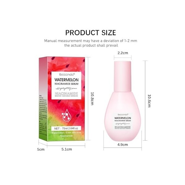 ieron Serums Watermelon Glow Niacinamide Sérum hydratant léger pour le visage et surligneur liquide damorçage
