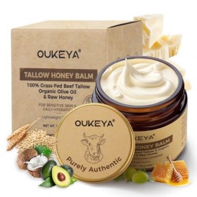 OUKEYA Beef Tallow Cream Nutrition Profonde, avec Suif de Boeuf, Huile de Noix de Coco, Huile dOlive, Huile dAvocat, Miel, C...