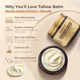 OUKEYA Beef Tallow Cream Nutrition Profonde, avec Suif de Boeuf, Huile de Noix de Coco, Huile dOlive, Huile dAvocat, Miel, C...