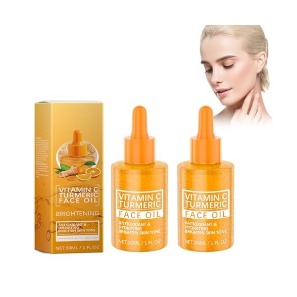 Huile Pour Visage, Avec De La Vitamine C, De La Niacinamide Et Du Curcuma, Huile Éclaircissant Pour Visage, Huile De Soin De 