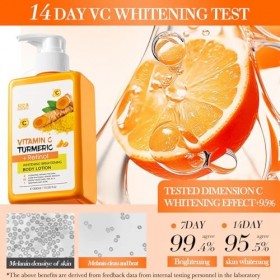 Hppsctink 300ml Lait Corporel au Curcuma et 240g Exfoliant au curcuma, Hydratant et Blanchissant, Nourrissant, Lotion Corpore