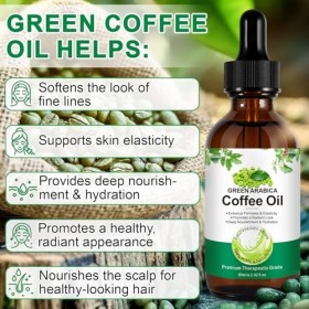 Huile de café pour le visage - 100 % pure et naturelle - Contre les rides - Pour le visage, le corps et les cheveux - Huile d