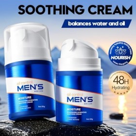 Hinapan Crème Hydratante Apaisante pour Homme 50g, Soin Nutrissant Équilibrant, Régule la Production de Sébum, Apaise et Adou