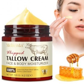 Beef Tallow Skin Care,Suif soins de la peau, crème au miel suif hydratant naturel pour le visage, huile de suif bio hydratant