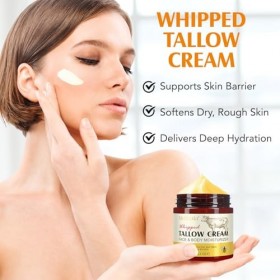 Beef Tallow Skin Care,Suif soins de la peau, crème au miel suif hydratant naturel pour le visage, huile de suif bio hydratant