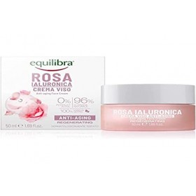 Equilibra Visage, Rose Hyaluronique Crème Visage Anti-âge à Base dextrait de Rose Damas et dAcide Hyaluronique, Hydratant e