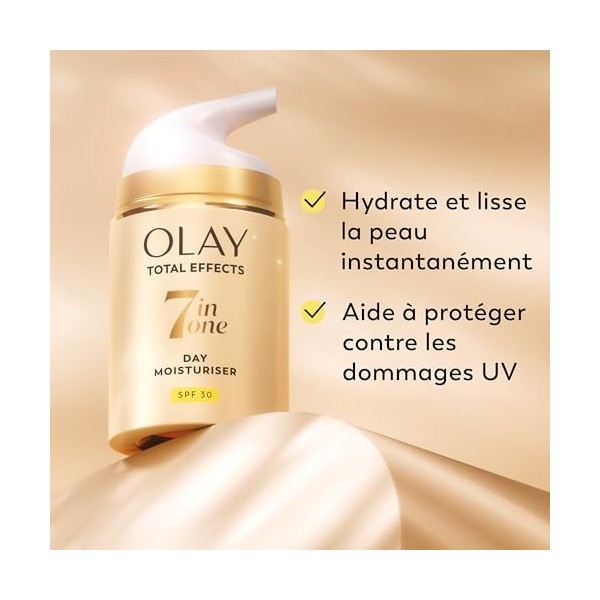 Olay Total Effects 7en1 Crème de Jour Anti-Âge SPF 30 – Crème Hydratante Visage avec Niacinamide & Vitamine C – Cible 7 signe...