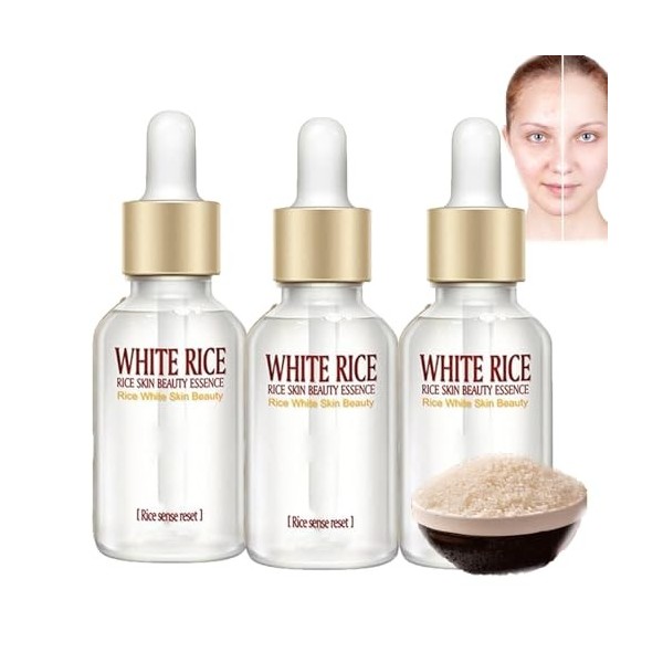 Sérum visage anti-rides au riz blanchissant,Essence vis/age correctrice et éclaircissante pour une hydratation en profondeur,...
