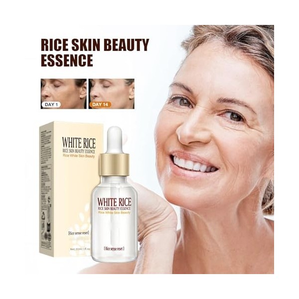 Sérum visage anti-rides au riz blanchissant,Essence vis/age correctrice et éclaircissante pour une hydratation en profondeur,...