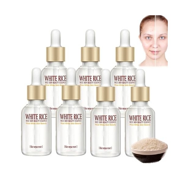 Sérum visage anti-rides au riz blanchissant,Essence vis/age correctrice et éclaircissante pour une hydratation en profondeur,...