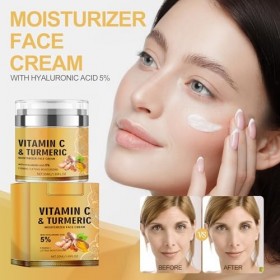 Crème Visage Au Curcuma Et À La Vitamine C, Hydratant Pour Le Visage, Crème Raffermissante Et Éclaircissante Au Curcuma, Cont...