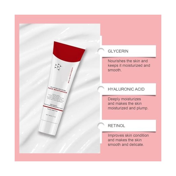 Crème for la Peau Au Rétinol - Nourrit for Une Texture Lisse et Raffinée, Une Hydratation Longue Durée, Une Utilisation Quoti