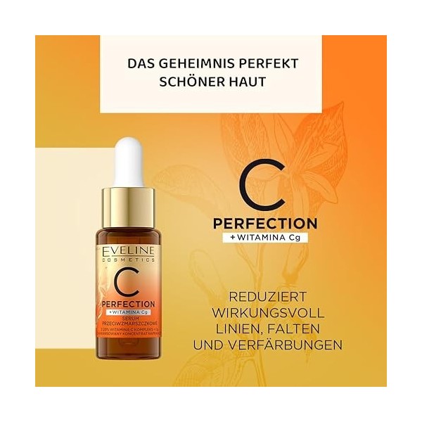 Eveline Cosmetics C-Perfectio Sérum Anti-Âge Puissant avec 20% Vitamine C et Acide Ferulique