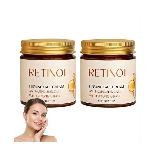 Lot de 2 crèmes hydratantes au rétinol contre le vieillissement de la peau, crème anti-âge au collagène au rétinol, sérum ant...