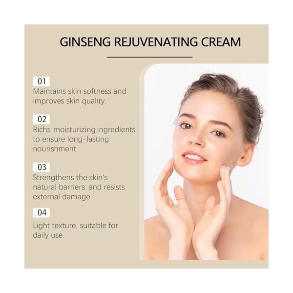 Crème rajeunissante au ginseng, crème visage quotidienne pour tous types de peau, crèmes hydratantes nourrissantes en profond...