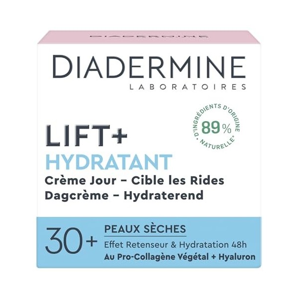Diadermine Lift+ Hydratant Crème de Jour Anti-Rides Ultra Fermeté, Le Pot de 50ml Lot de 2 Crème Jour et Nuit