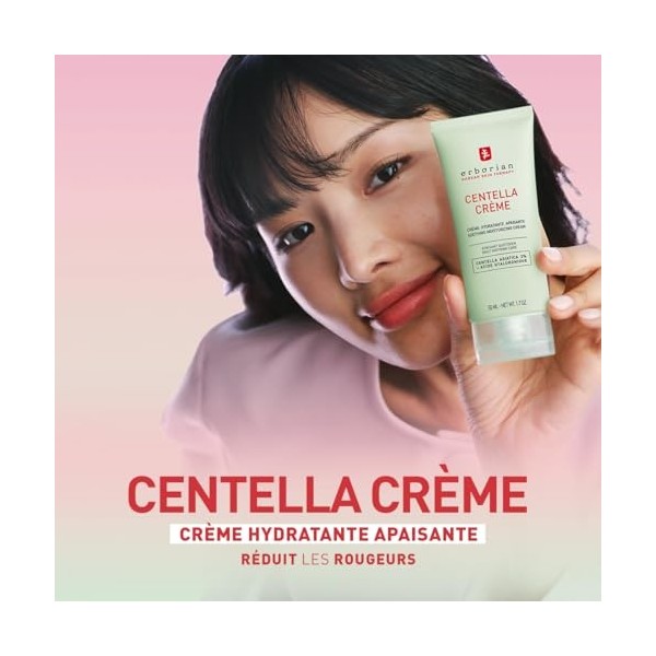 Erborian - Centella Crème - Soin Hydratant et Apaisant enrichi à lAcide Hyaluronique - Apaise et Hydrate la peau - Cosmétiqu