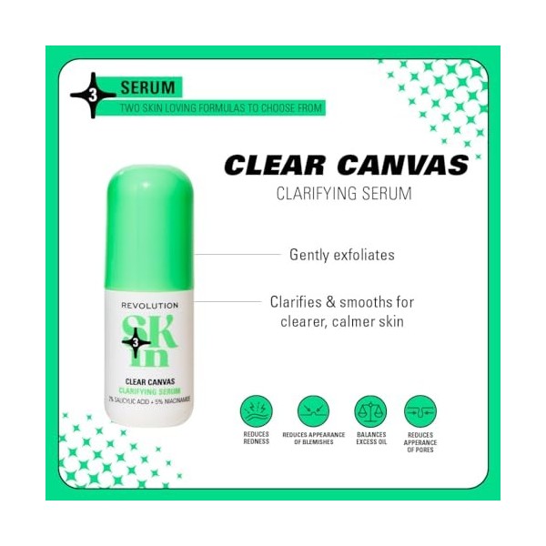 Revolution SKin, Clear Canvas Clarifying Serum, Siero Viso Purificante con Niacinamide e Acido Salicilico, Vegano e Cruelty-F...