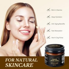 Beef Tallow Skin Care 60 g-soin de la peau au bœuf, baume à lherbe de bœuf, sébum issu de pâturage, miel brut, crème hydrata ...