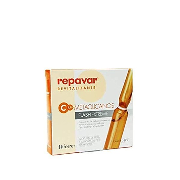 Repavar Revitalisant - Sérum à base de Métaglycanes Flash Extreme - Effet Tenseur Immédiat - à la Vitamine C - Peau Éclatante