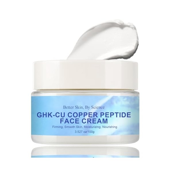GHK-CU Copper Peptide Crème pour le visage anti-âge avec peptides de cuivre, crème raffermissante et hydratante, améliore lé