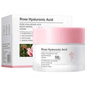 Rose Day Crème pour le visage à lhuile de rose naturelle, crème hydratante à lacide hyaluronique, crème hydratante et raffe