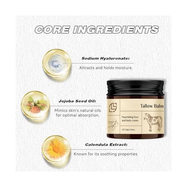 Crème De Suif, Suif De Bœuf Pour La Peau, Baume De Suif De Bœuf Et De Miel Crème De Soin Naturelle De Suif Pour La Peau Beurr