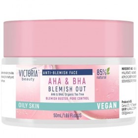 Victoria Beauty - AHA BHA Crème visage anti-boutons à lhuile darbre à thé et à lacide salicylique pour les peaux impures e Cr...