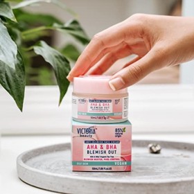 Victoria Beauty - AHA BHA Crème visage anti-boutons à lhuile darbre à thé et à lacide salicylique pour les peaux impures e Cr...