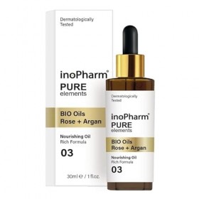 inoPharm Pure Elements Sérum pour le visage à lhuile de rose et dargan bio | Sérum dhuile sèche nourrissant avec formule r