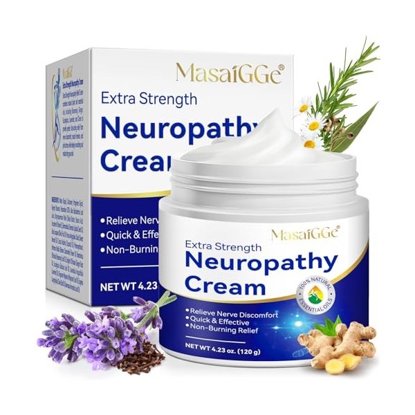 Crème pour neuropathie, crème apaisante pour neuropathie - Puissance maximale pour les pieds, les mains, les jambes et le dos