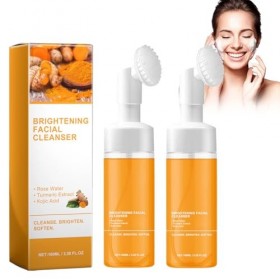 Hppsctink 2pcs Nettoyant facial au curcuma, mousse nettoyante au curcuma, nettoie en profondeur la peau du visage, réduit les