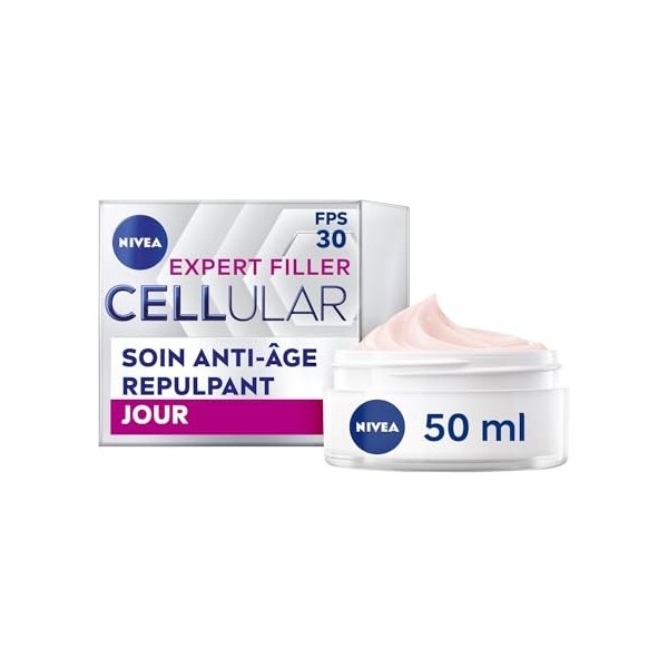NIVEA Cellular Expert Filler - Soin Visage Anti-Age Repulpant FPS30 - Crème De Jour - Hydrate, Raffermit & Réduit Les Rides -...