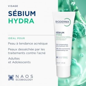 BIODERMA Sébium Hydra – Soin hydratant et nourrissant – Pour les peaux à tendance acnéique – Compense les effets secondaires ...