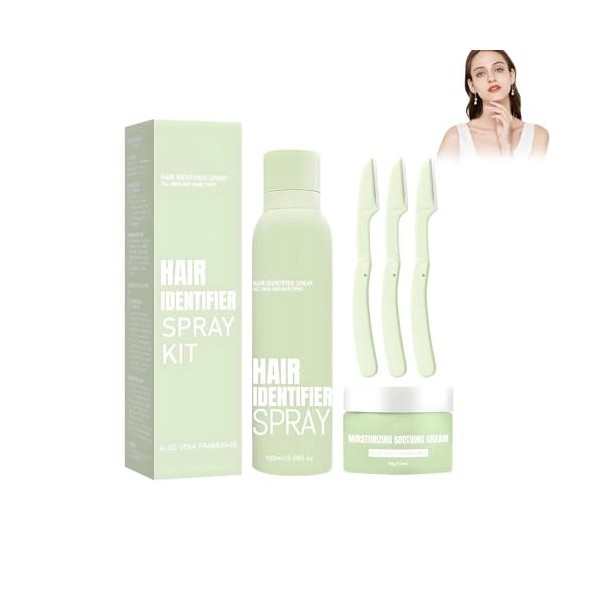 100ml Sprays dIdentification des Cheveux pour Rasage du Visage et 50g Crème, Hair Identifier Spray For Face Shaving, pour De