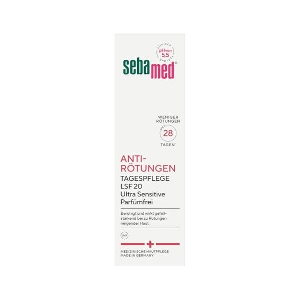 SEBAMED Soin de jour anti-rougeurs sans parfum SPF 20, réduit les rougeurs du visage, convient comme soin du visage à la rosa