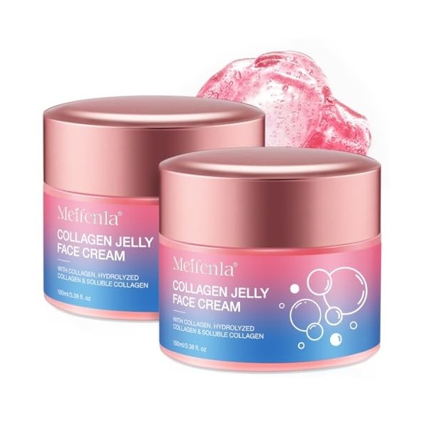 Crème à la Gelée de Collagène avec Collagène Hydrolysé et Niacinamide,Skincare Coréenne Collagen Jelly Cream Peau lumineuse,A...